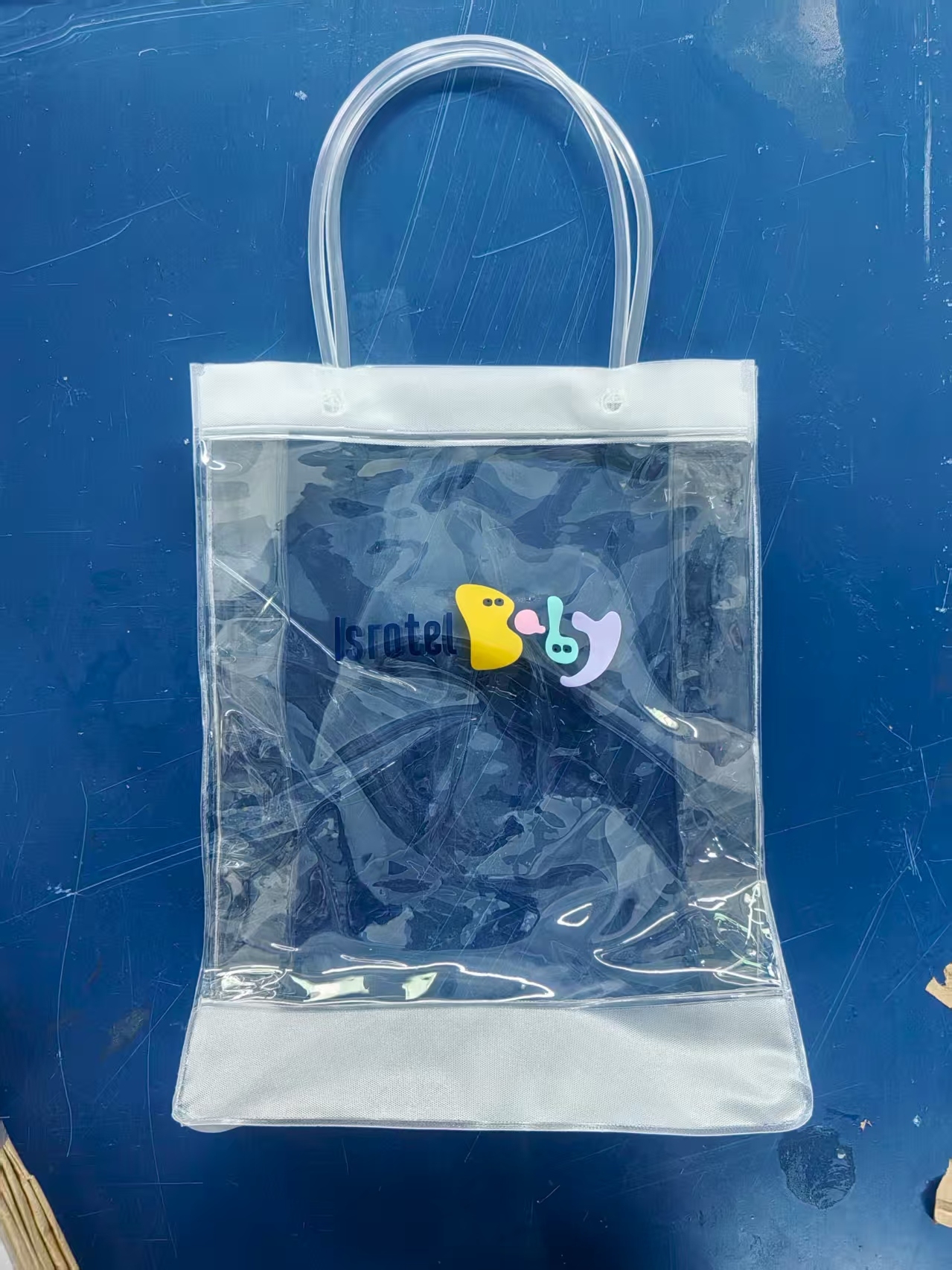 Cute Transparent PVC Tote Bag with "Isrotel Baby" Design - Stylish Handbag for Daily & Baby Use