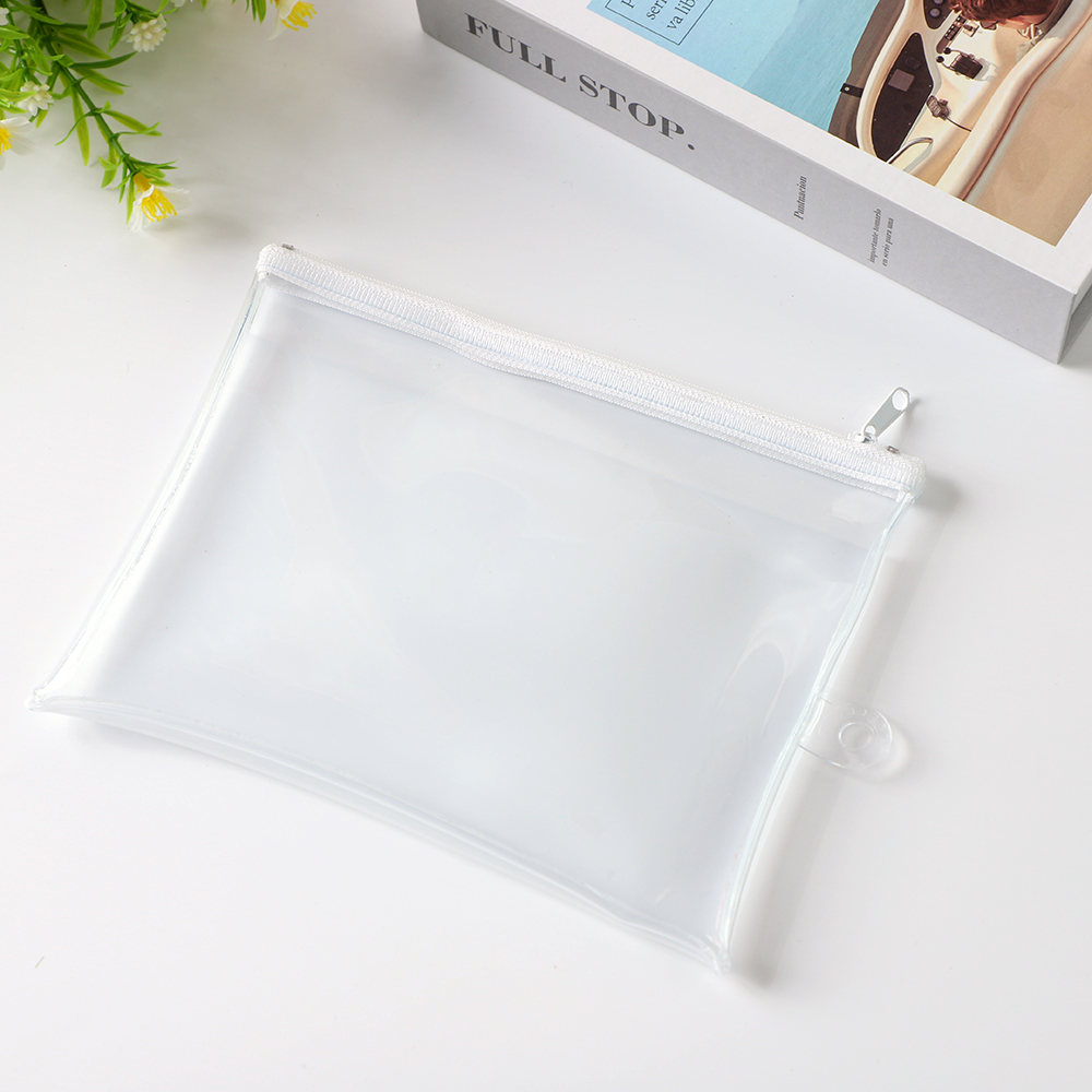 Multi-Size Clear PVC Triangle Zipper Bag Factory Direct Logo Printable Beauty Stationery Storage Bag Waterproof Portable Packaging Bag