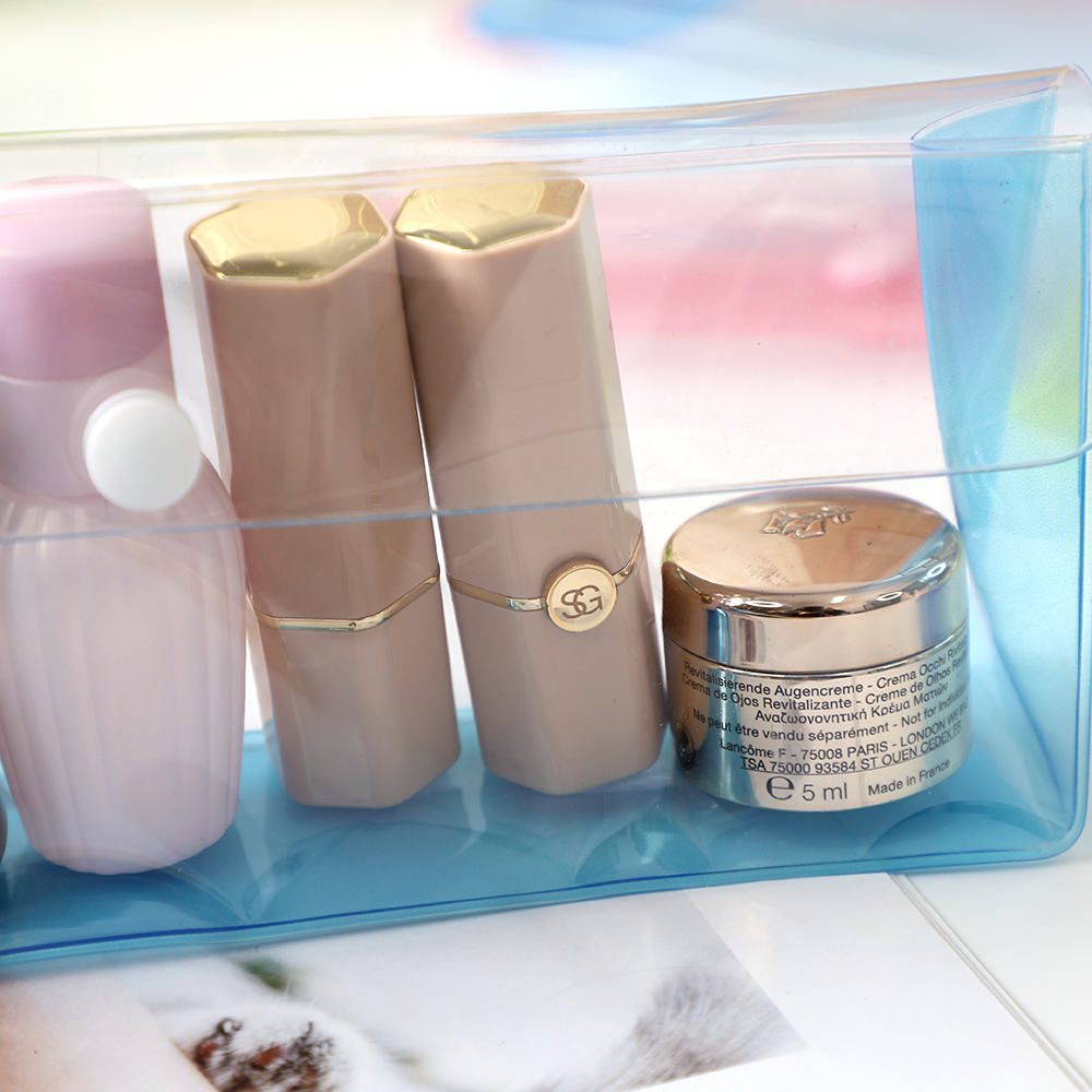 L&uuml;feng Packaging PVC Snap Button Storage Bag Multi-Color Clear Waterproof Bag Factory Direct Logo Printable Beauty Stationery Organizer Pouch